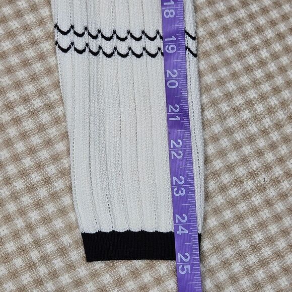 Bella Colori Creamy White Black Scallop Pattern Button Front Cardigan Sweater - Picture 12 of 12